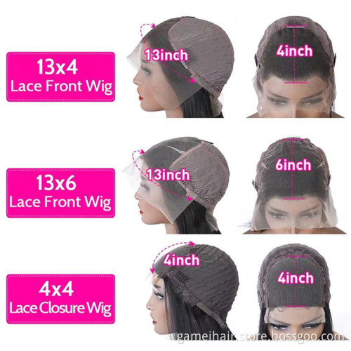 2021 wholesale high quality black natural 100% virgin natural brazilian Short Bob transparent Closure Lace Wig human hair wigs